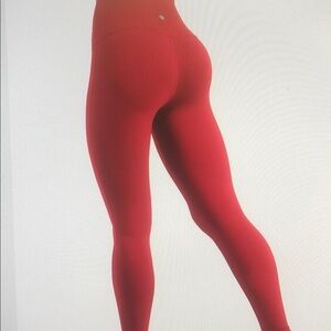 High-Waist Red Ribbed Leggings